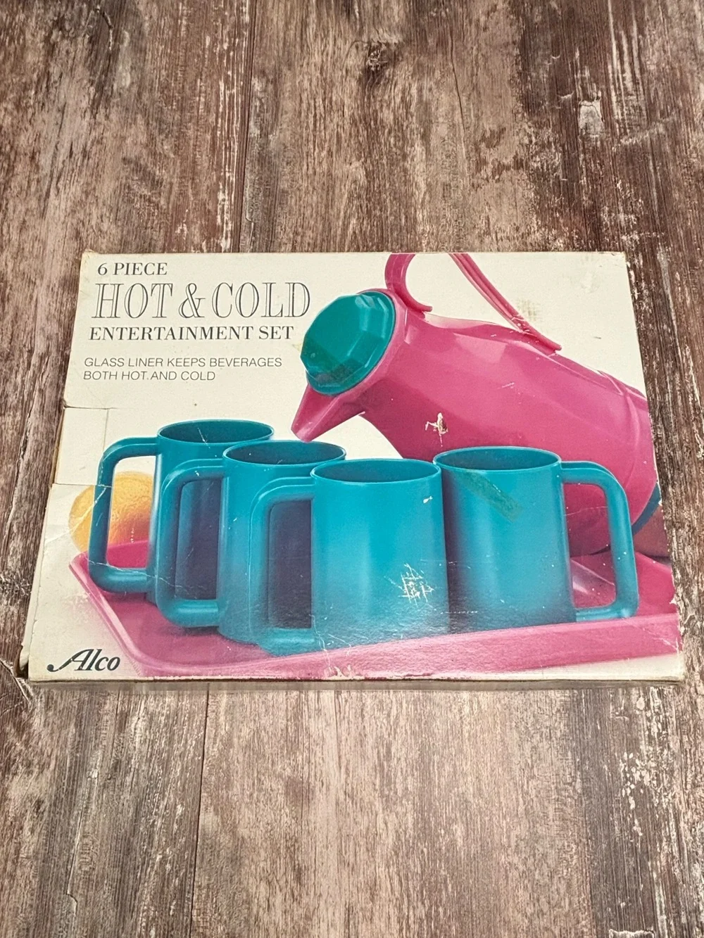 Vintage! New in Box! Hot & Cold Entertainment Beverage Drinks Set Neon 80’s